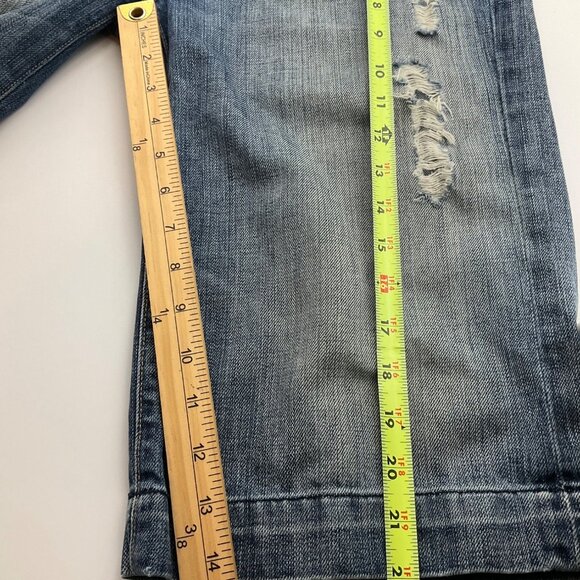 7 For All Mankind Women 30 Dojo Denim Shorts Y2K Distressed Bermuda Low Rise - Picture 15 of 16